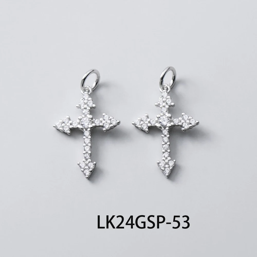 Luxury Gift S925 Sterling Silver Zirconia Gothic Cross Pendant Charms For Necklace Bracelet Earrings Permanent Jewelry Making