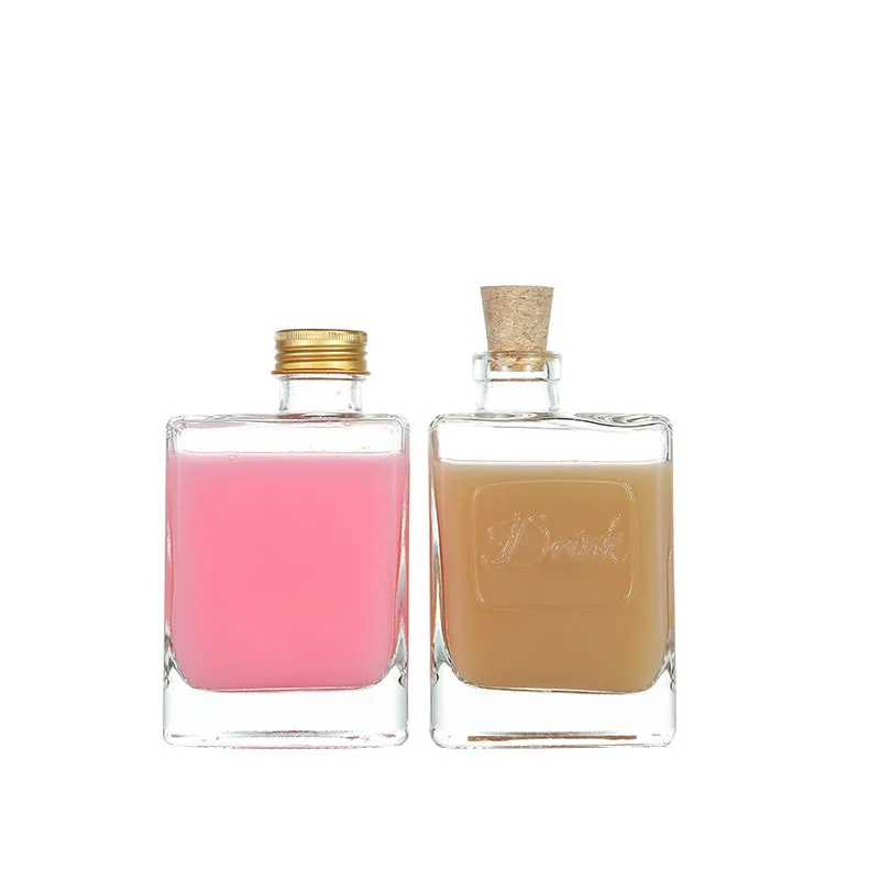 Custom Glass Bottles Water Juice Drink Bottle With Lined Aluminum Caps