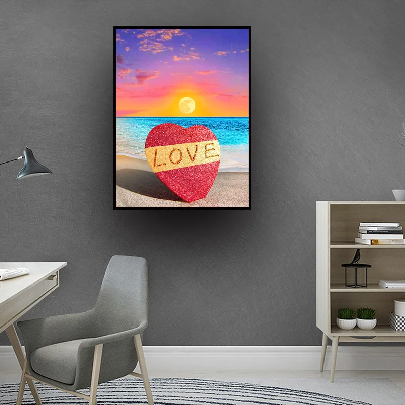 Odm/oem картины морской пейзаж Love and the beach pintura алмазная живопись холст Картина декор настенное искусство