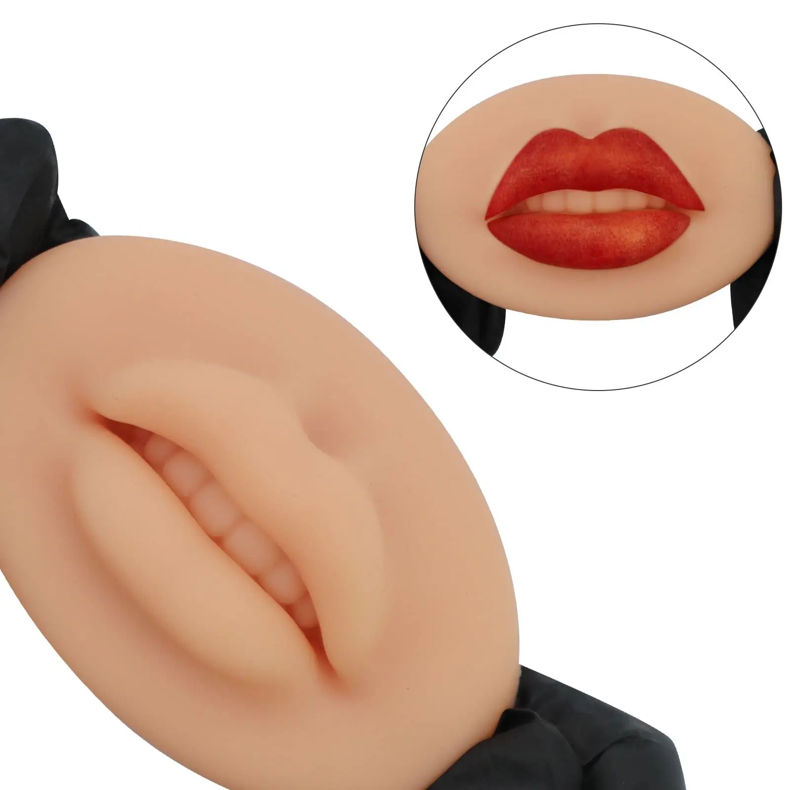 3D Open Mouth Silicone Lips Practice Skin with Teeth for Semi Permanent Makeup Tattoo Artists Lip