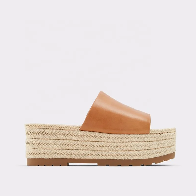 Custom Platform Shoes Ladies Good Quality  Casual Slide Hemp Rope Platform Espadrille Sandals Women Shoes Sandalias
