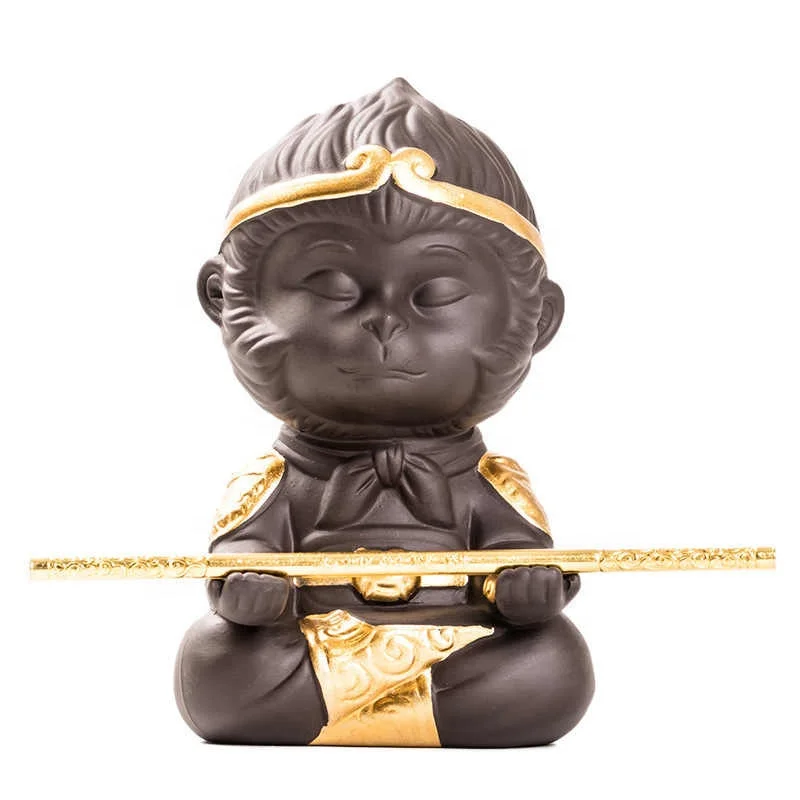 Chinese Purple Clay Kung Fu Tea Set Monkey King Tea Pet for Home Decoration Tea ceremony Purple clay accessories