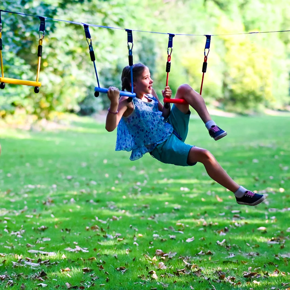 Ninja Obstacle Course for Kids Backyard, Double Weatherproof Slacklines and Accessories ninja course amusements