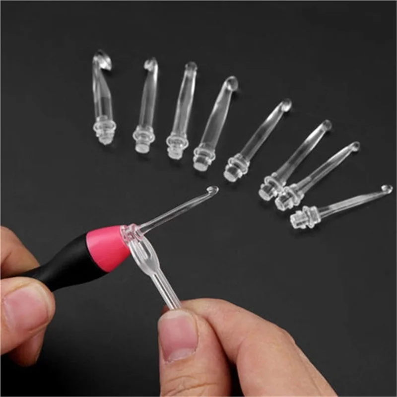 9 In 1 Light Up Crochet Hooks Knitting Needles USB Rechargeable LED Knitting Tools DIY Weaving Sweater Sewing Accessories