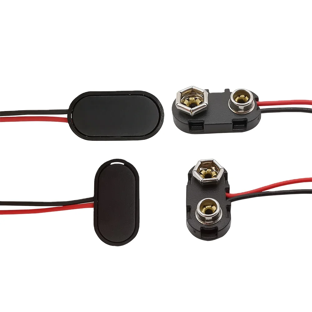 OULAIDA Hot sell 9V Snap on strap Battery Holder Clip Connector I/T Type Style Hard Shell Buckle Holder 15cm Lead Wire Cable