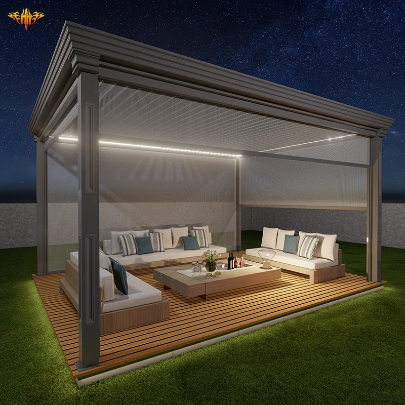 Outdoor Factory Supplying Modern New Design Aluminium Awning Gazebos Pergola with led light custom aluminium pergola