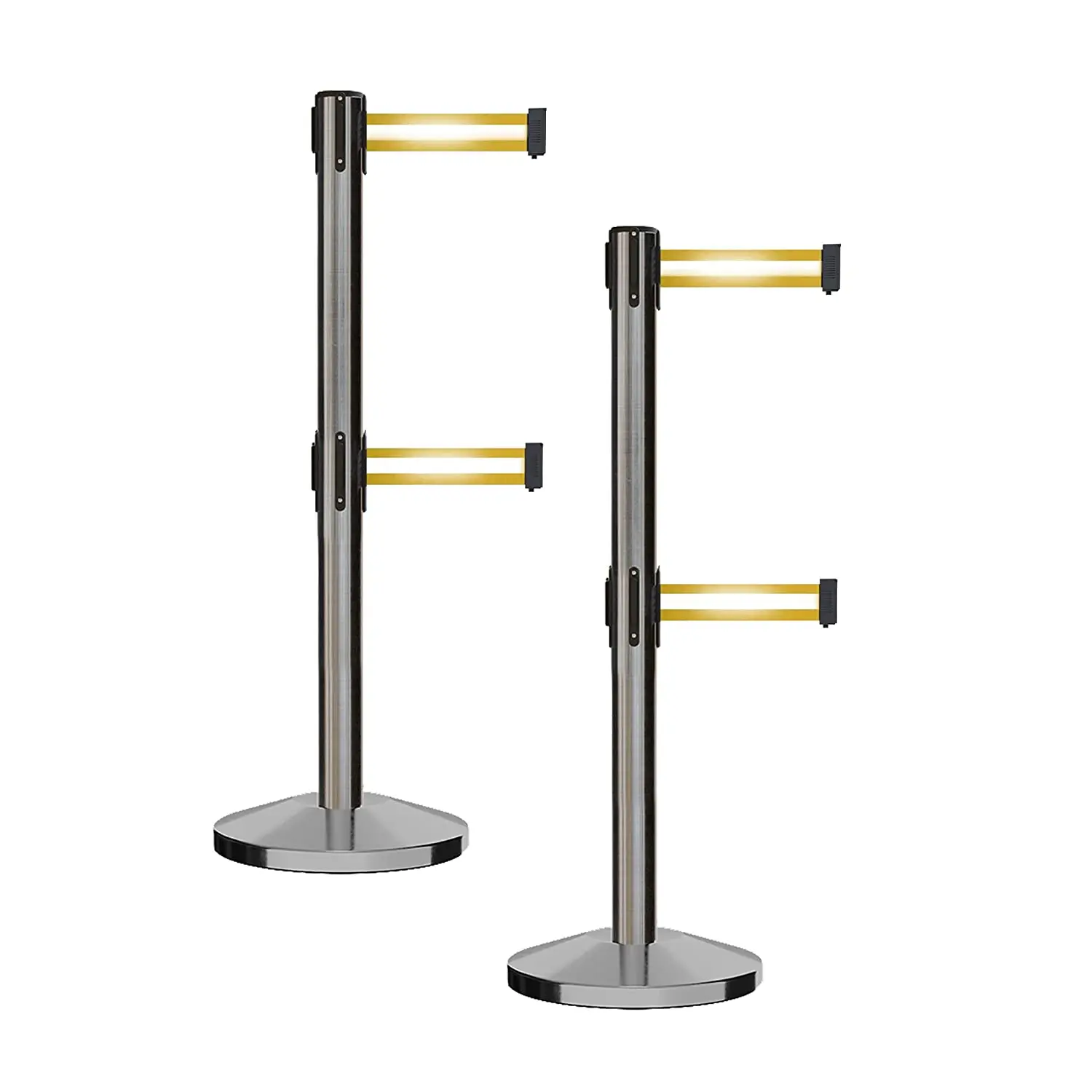 4 ways belt connected queue belt barrier stand stainless steel belt standing barrier