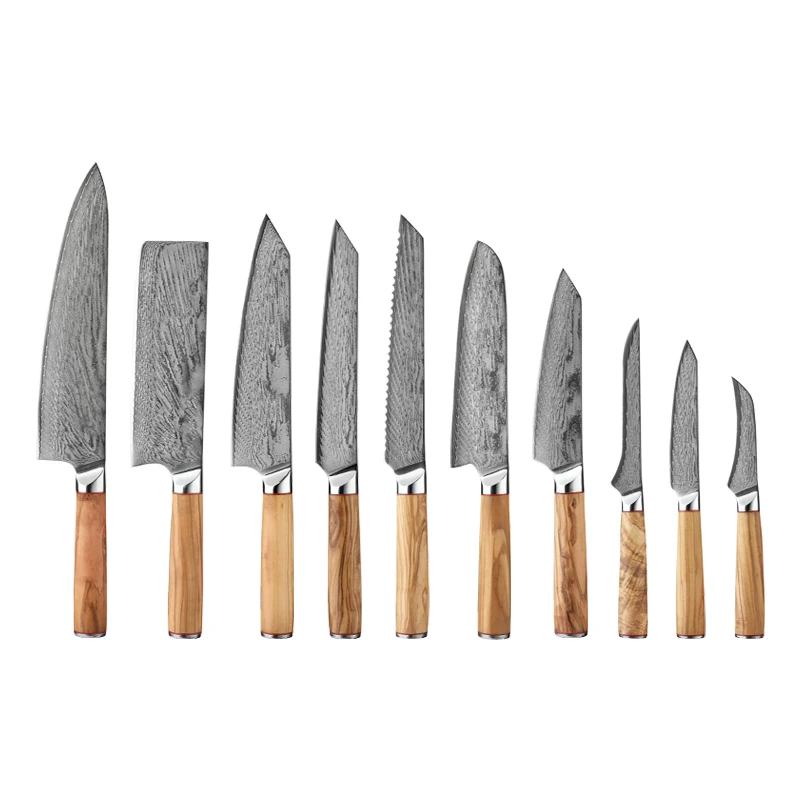 custom luxury kitchen professional vg10 67 layer damascus japanese bread paring boning butcher cleaver chef knives knife set