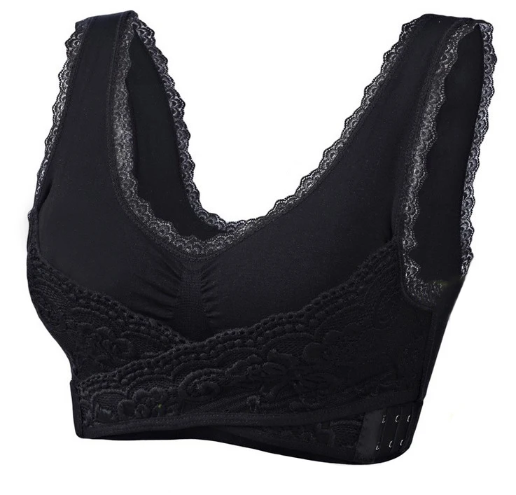Comfort Women Push Up Running Vest Gather Bras Sexy Front Closure Lift Side Buckle Seamless Sports Yoga Lace Bra
