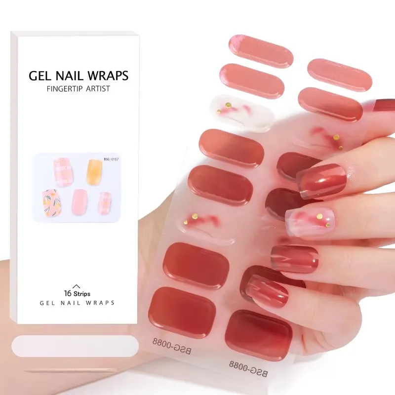 New Arrival Full Cover Nail Sticker Colorful 16 Pieces Nail Wraps For Manicure
