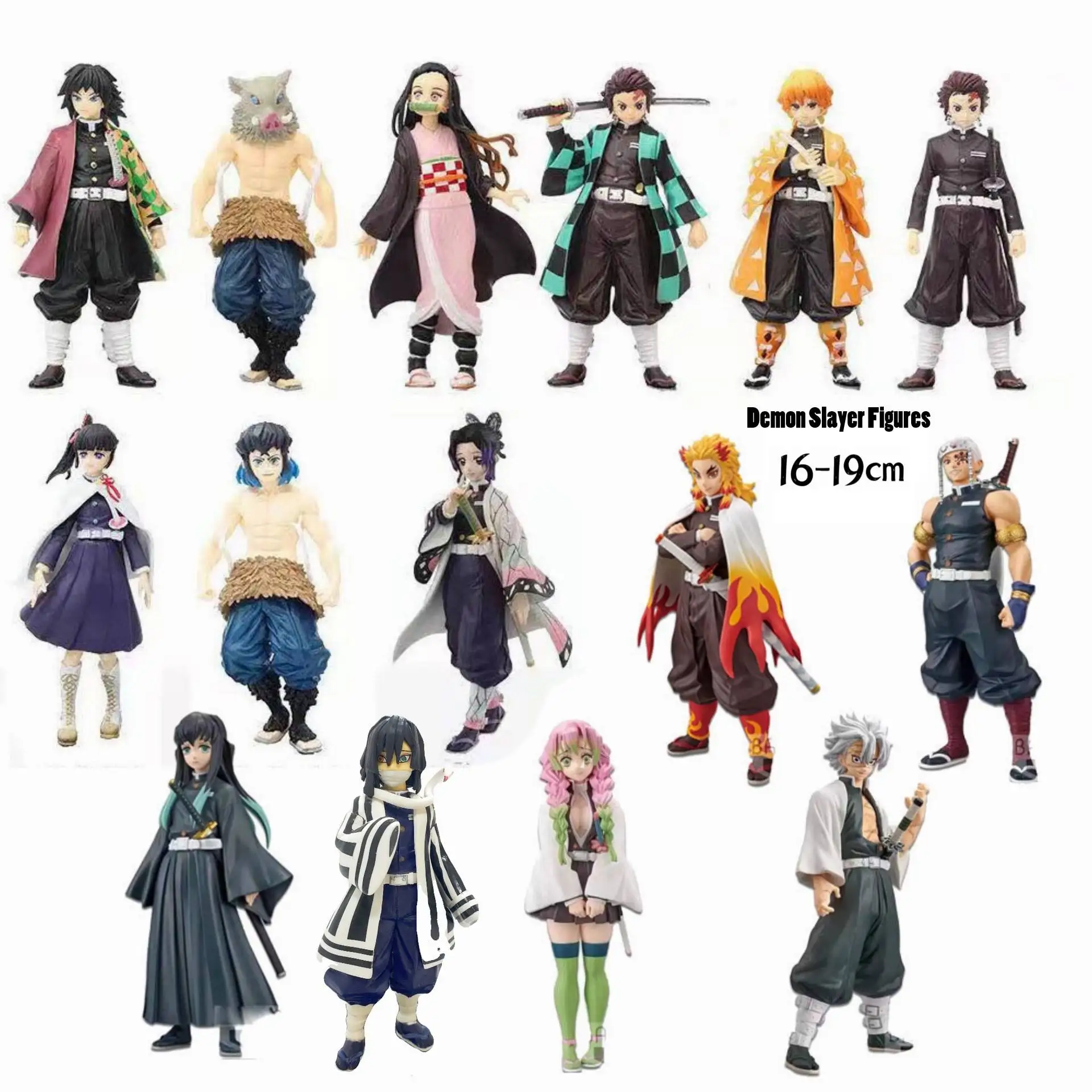 Demon Slayer Kimets No Yaiba Agatsuma Zenitsu Kamado Nezuko and Kamado Tanjirou Anime Action Figure Cartoon Toy Pvc Figures