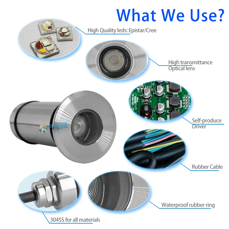 IP68 waterproof 304 SS/316L SS Small Size 10W RGB/RGBW DMX512 Programmable underwater nicheless led pool light