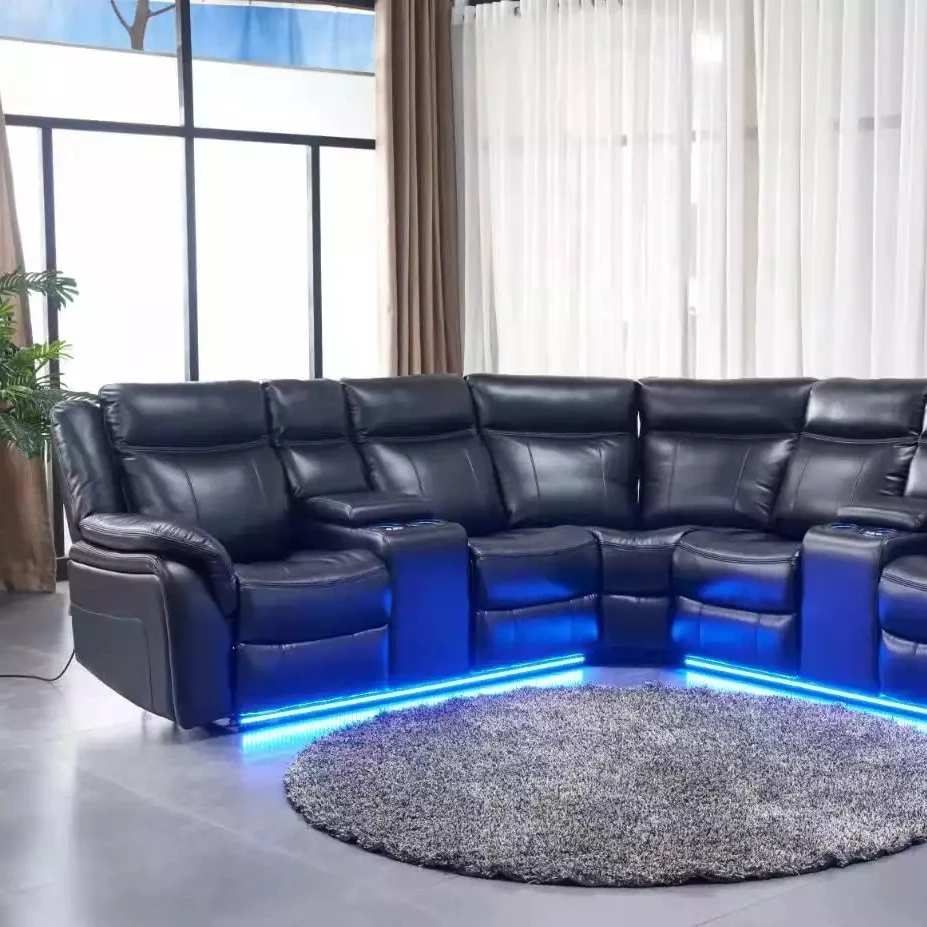 2022 Best selling sectional sofa with power recliner and LED leg
