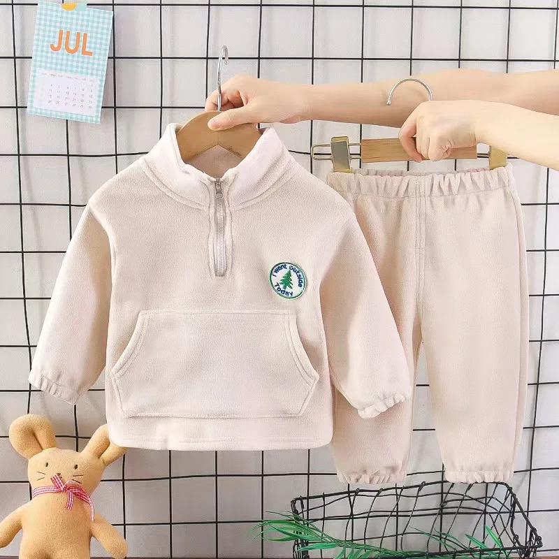 Classic Winter Thickened Fashion Suit  Shaking Material Velvet High Collar Sweater Pants Two-Piece Set