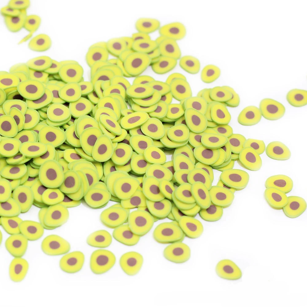 Green Avocado Slices Fruit Shape Manicure Decoration Pieces Pottery Clay Materials for Nail Printed