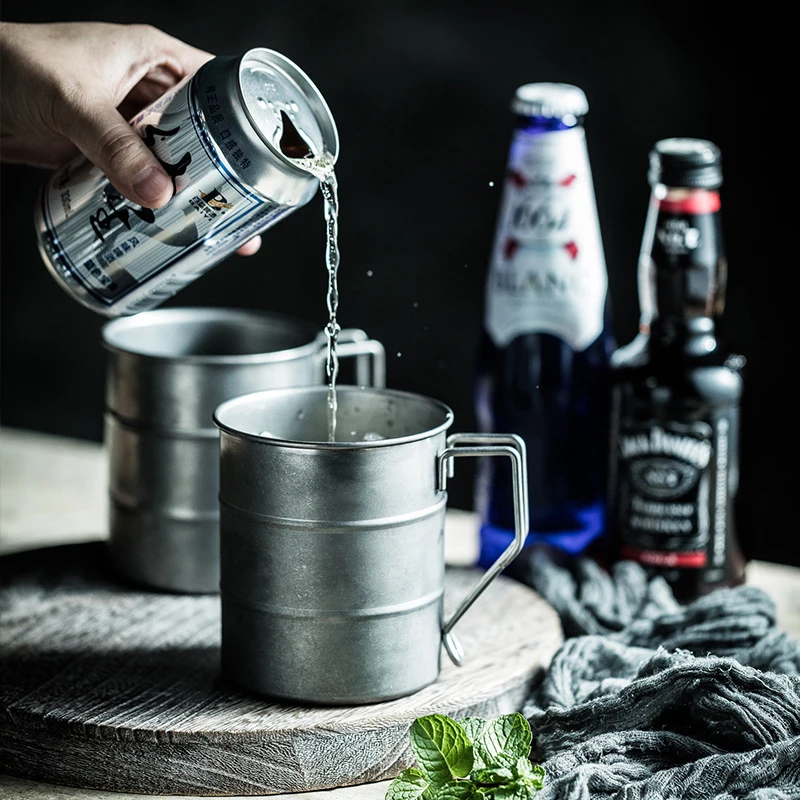 Amazons New 12oz Stainless Steel Cups Beer Mugs With Handle Portable Camping Water Cups Camping Cups Metal For Hiking Outdoor