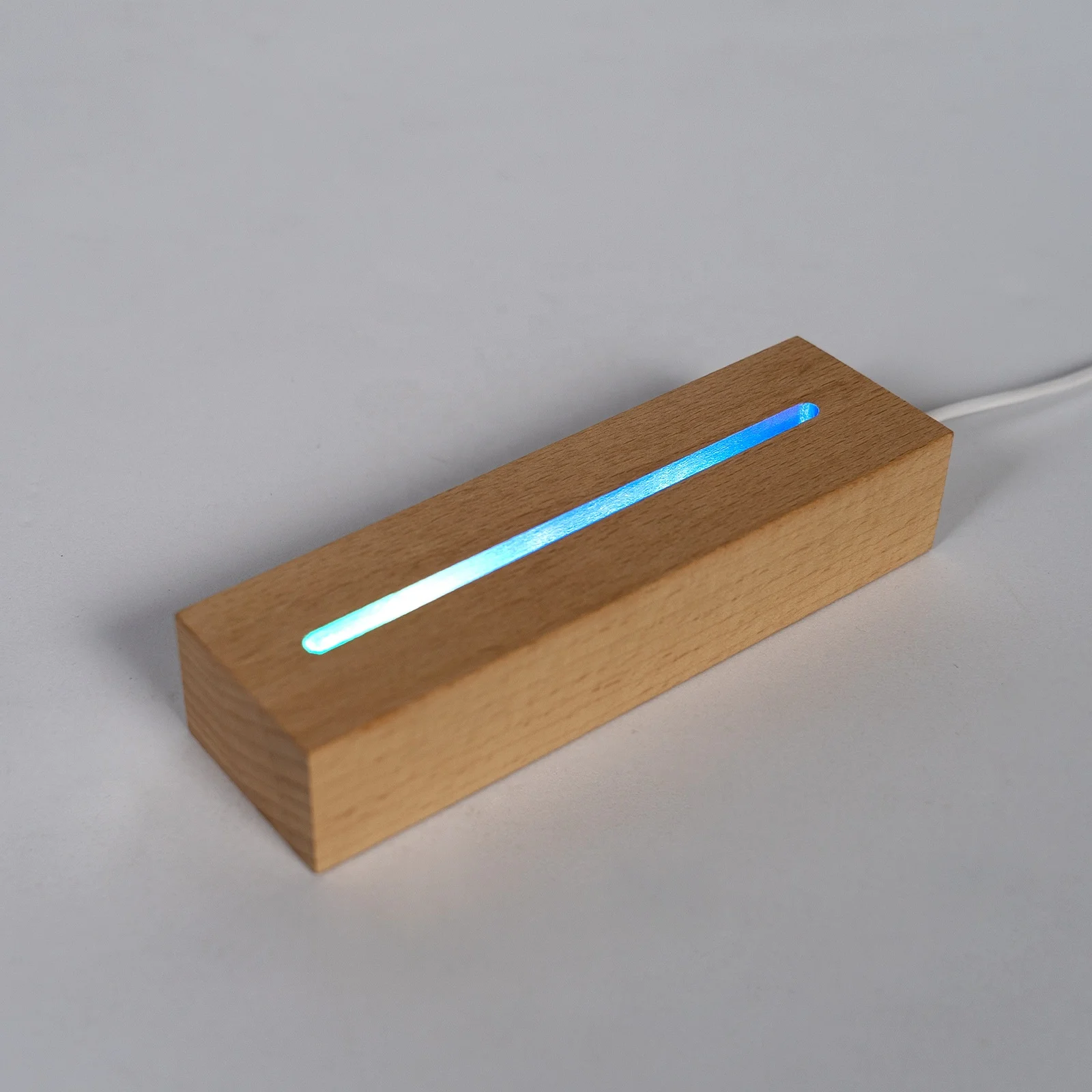 Rgb Beech Wooden Led Light Base Rectangular Oval Solid Wood Lamp Base For Diy Acrylic