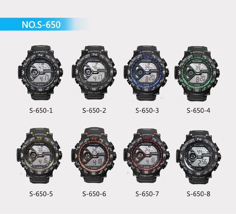 Sanse S-650 Sport Digital Watch Chronograph Men Waterproof 3ATM Count Down