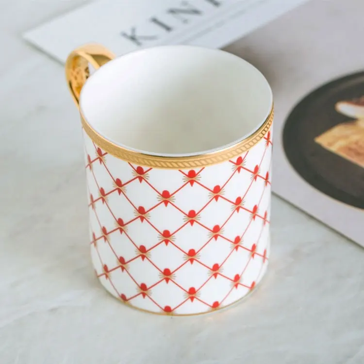 350ml New British Style Luxury Gold Stripes Couple Coffee Mug Afternoon Water Tea Drink Cup with Gift Box