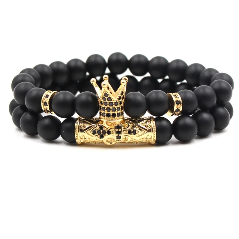 Fashion Natural Stone Adjustable Relationship Jewelry Agate Beaded Unisex Men Wholesale Black Designer Onyx Bracelet