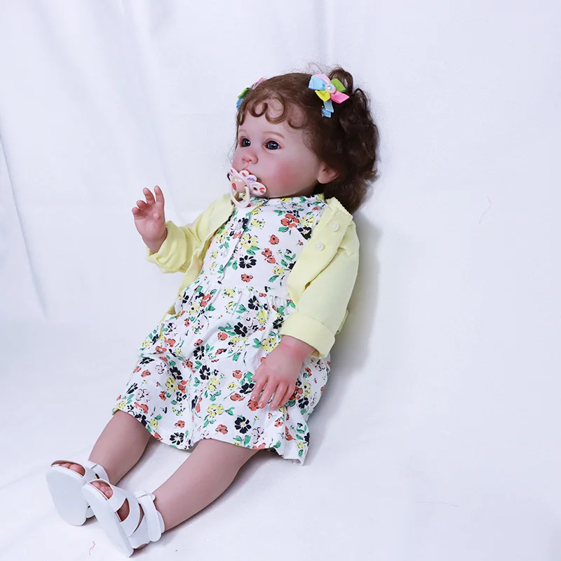 Wholesale 60cm Lifelike Painted Cute Reborn Baby Dolls Girl With a Curly Hair