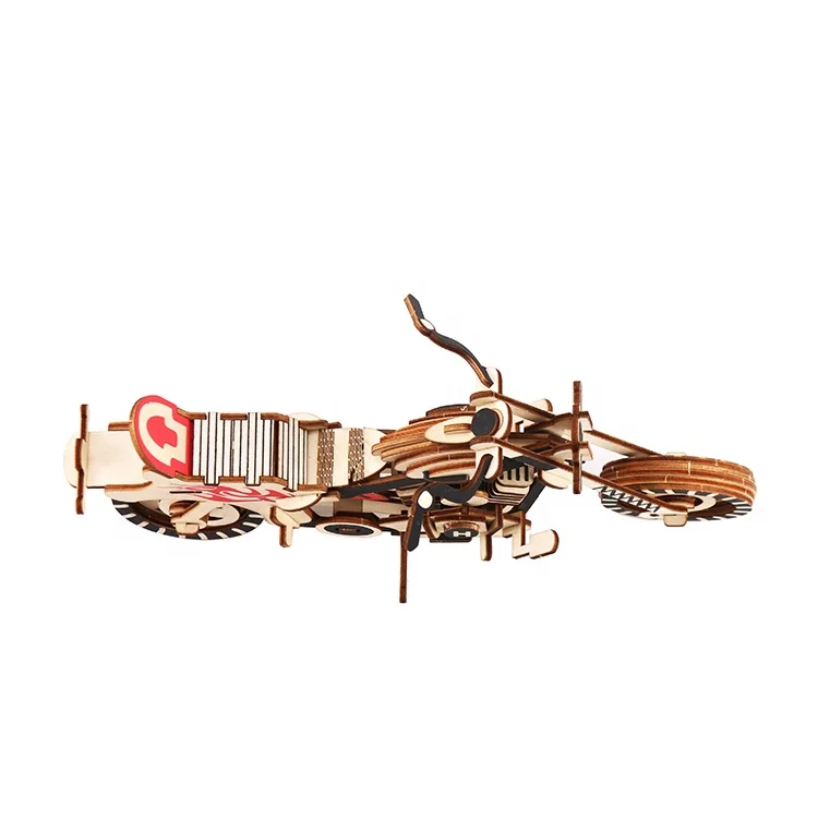 Jigsaw Puzzle Educational Wooden Cost Effective 3D Wood Motorcycle HD I Model 1set/opp Bag 30sets/ctn Shrinked Wrapped 2 Sheets