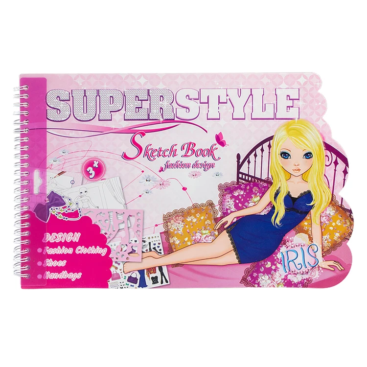 Fashion Design Super Style Sketch Books Drawing Girls Toy Spiral Painting Toys For Kids With Stickers