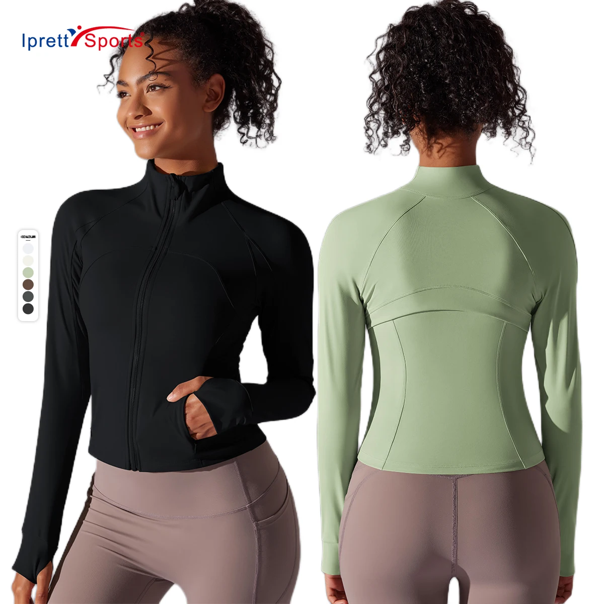 Slim Fit Sports Running Jackets Women Full Zipper Long Sleeve Thin Yoga Coat Athletic Jackets With Zipper Pockets