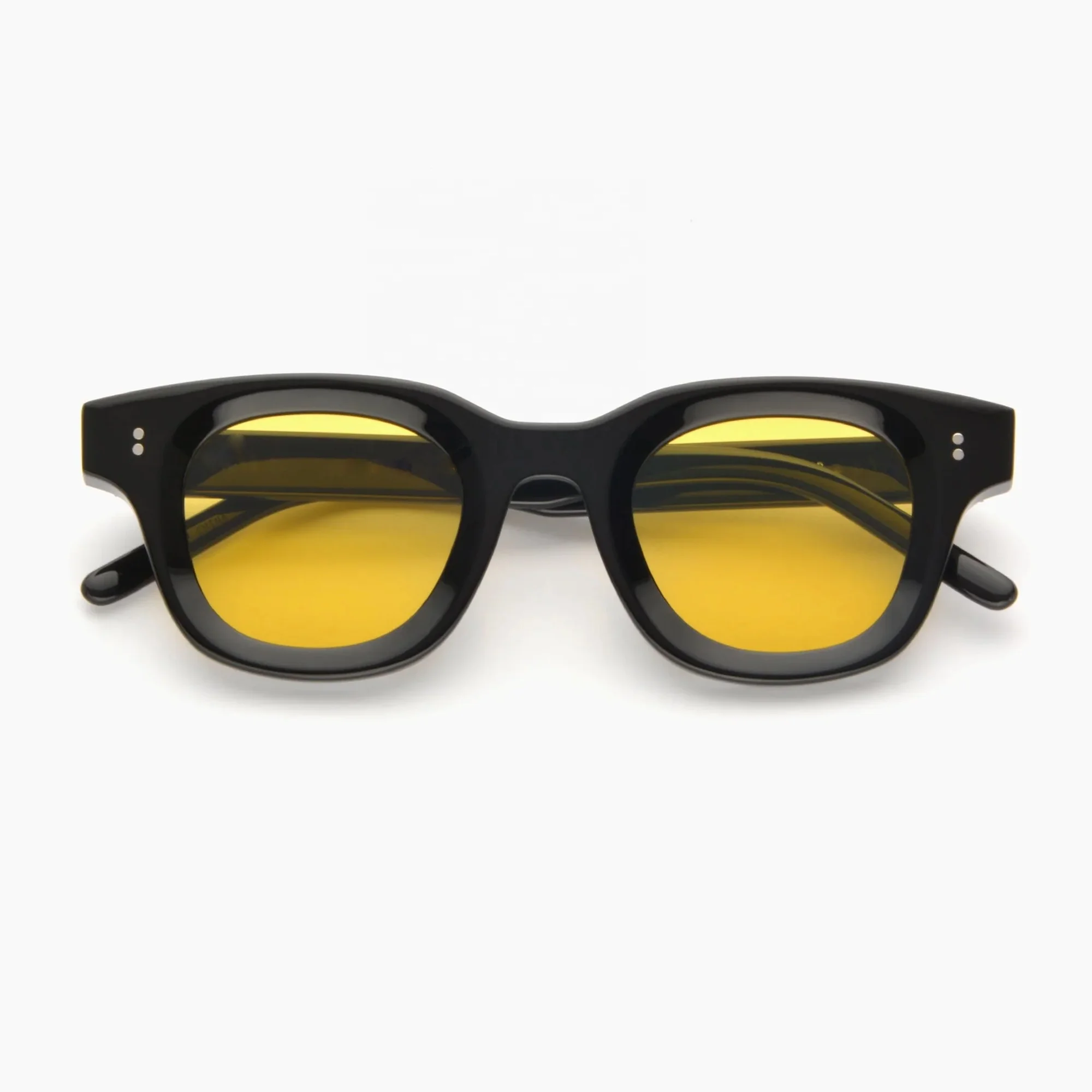 Unisex Retro Black Round Hippie Style Acetate 2024 Fashion Women Sunglasses Custom Metal Name Logo Sun Glasses for Man