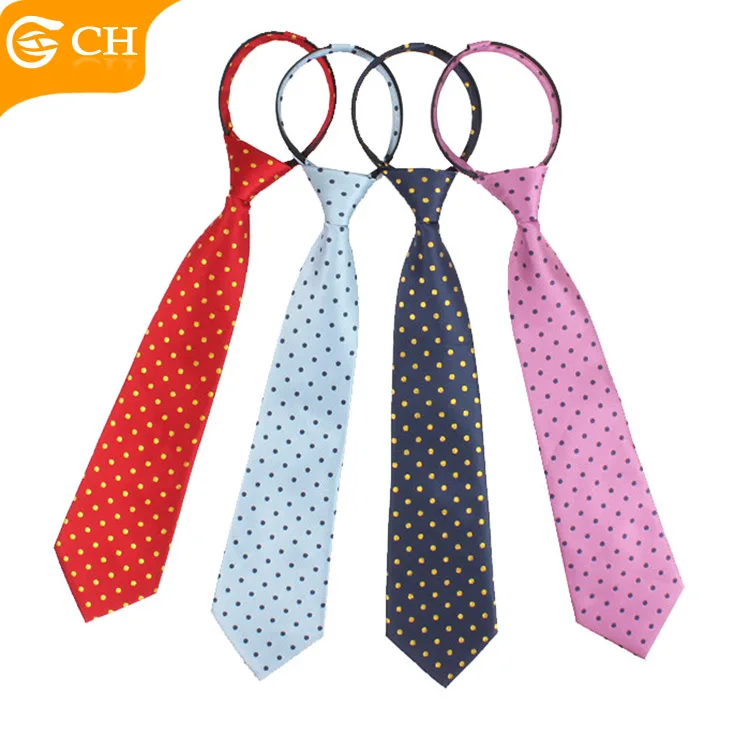 
 Новейший дизайн на заказ, галстуки на молнии для мужчин из полиэстера в горошек  