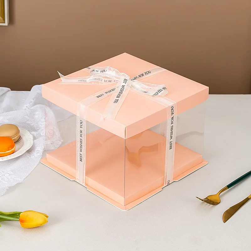 Heart Yellow Acetate Carton Valentine Carrier Layer Divider Cake Cupcake Box for