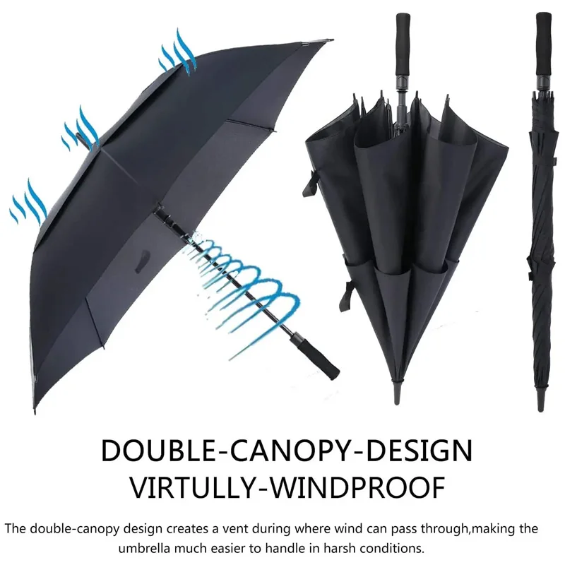 Promotional Luxury Umbrella Custom Logo Fiberglass Stick Guarda Chuva Auto Open Extra Large Customised Windproof Golf Umbrella