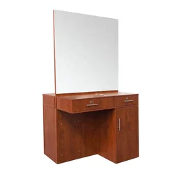 Professional modern design spa beauty barbershop hair salon furniture double sides mirror styling station with big cabinet