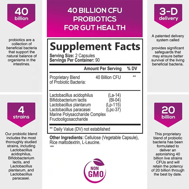 OEM ODM Probiotics Supplement Capsules Digestive System Enzymes Promote Digestive System Probiotics Capsules