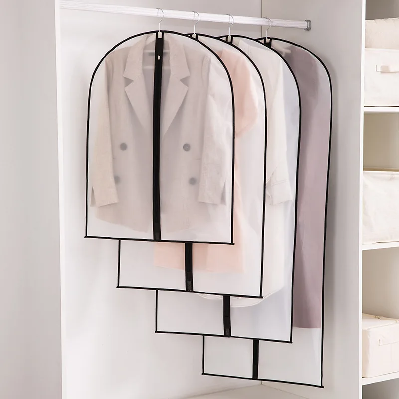 Hot Selling Simple Thickened Transparent Garment Bags Waterproof Clear Hanging Coat Suit Dust Cover for Clothes Storage Protect