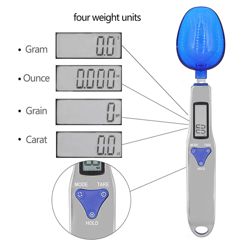 J&R 500g 0.1g High Precision Digital Kitchen Food Weighing Scale with 3 Measuring Spoons