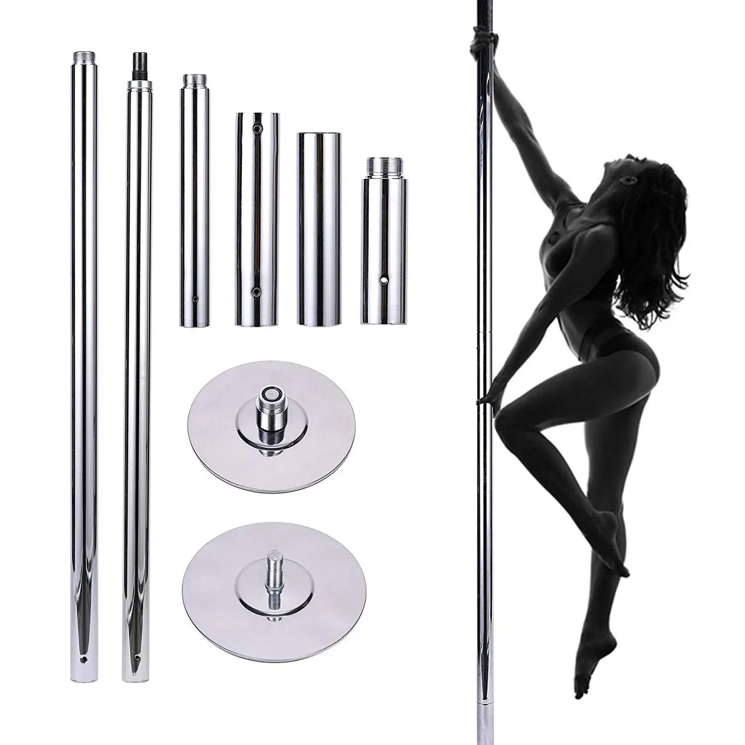Static Strip Bar Height Adjustable  fitness 2.3-2.75 m 45 mm Pole Dance for 2 Persons No Drilling Home Gym Equipment