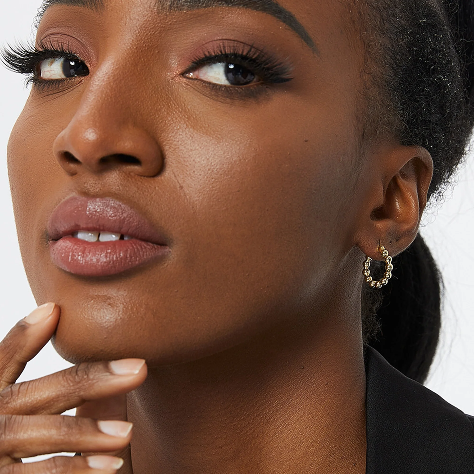 Trendy 18k Gold Plated Brass Gold Plated Beaded Huggie Balls Earrings