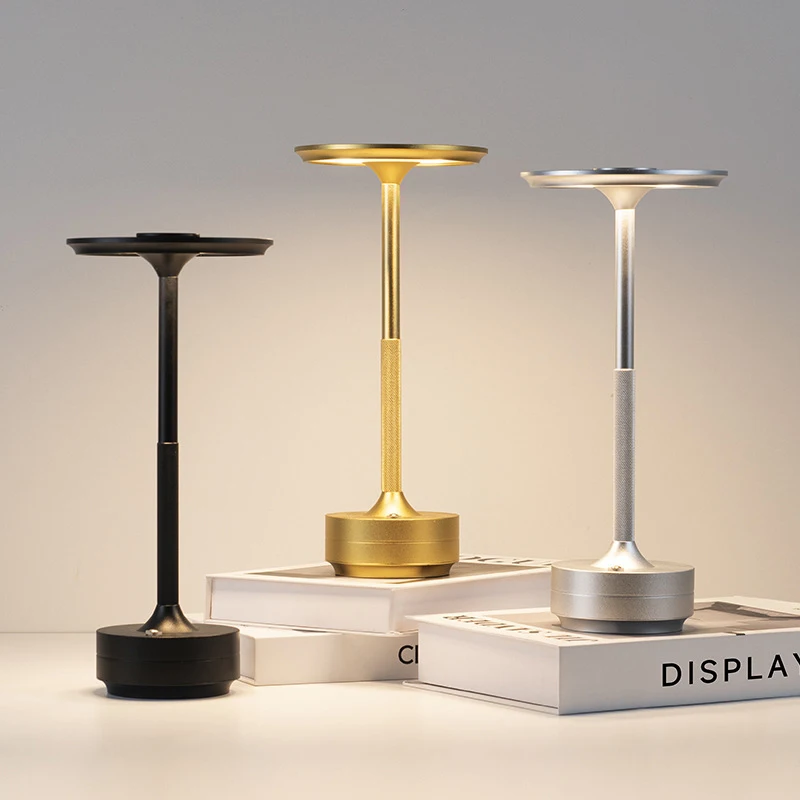 Restaurant luxury cordless rechargeable aluminum metal touch hotel bar living room reading decoration led table lamp