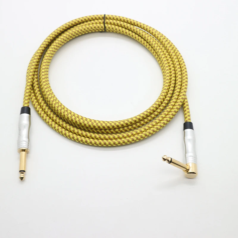 2024 Hot Sale 3M 6.35mm Full Gold Plating Multi-Colored Guitar Cable