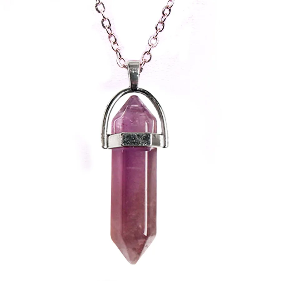 Bullet Hexagonal Column Pendant fashion natural stone jewelry necklace for women