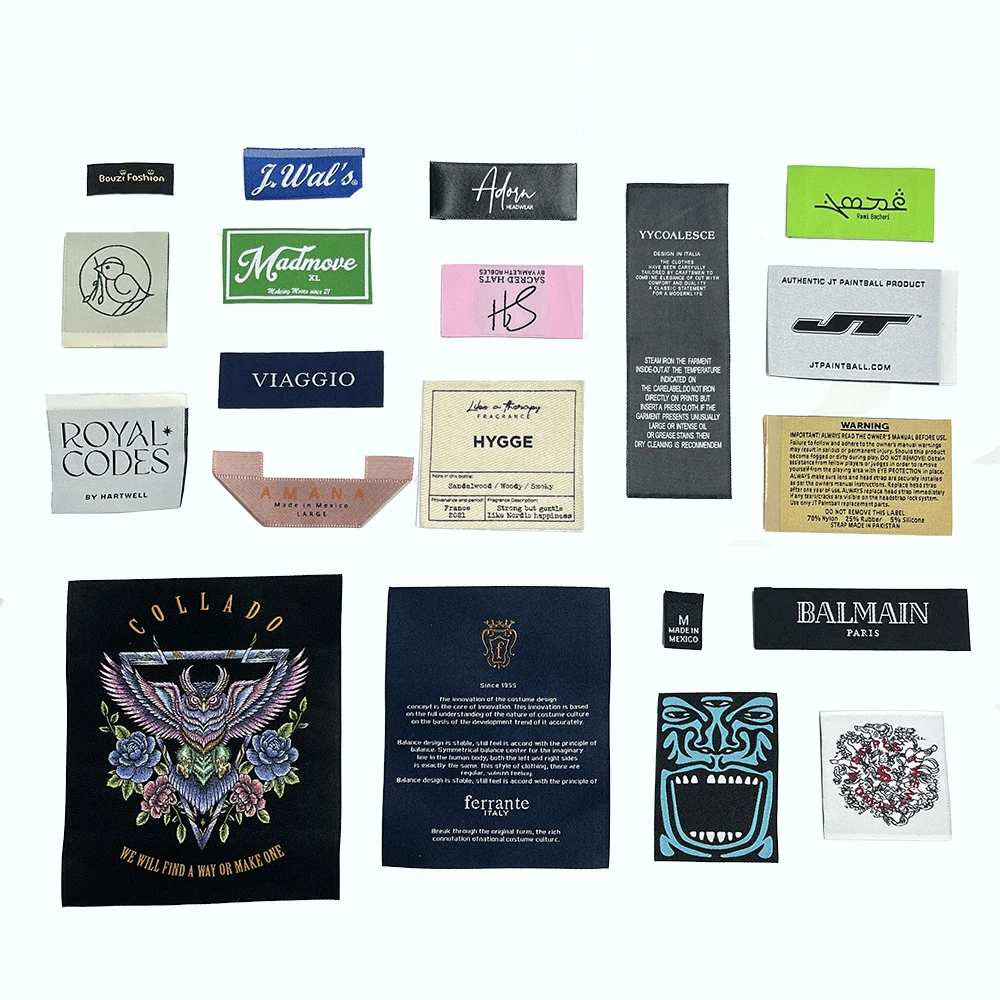 Free Design Luxury Fashion Clothing Neck High Quality End Fold Brand Logo Custom Garment Textile Size Woven Labels for Clothing