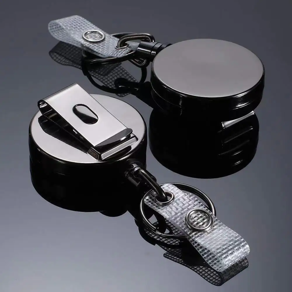 Bestom Heavy Duty Stainless Steel Keychain Retractable Metal Badge Reels ID Holder  Custom Logo for Souvenir Key Holder