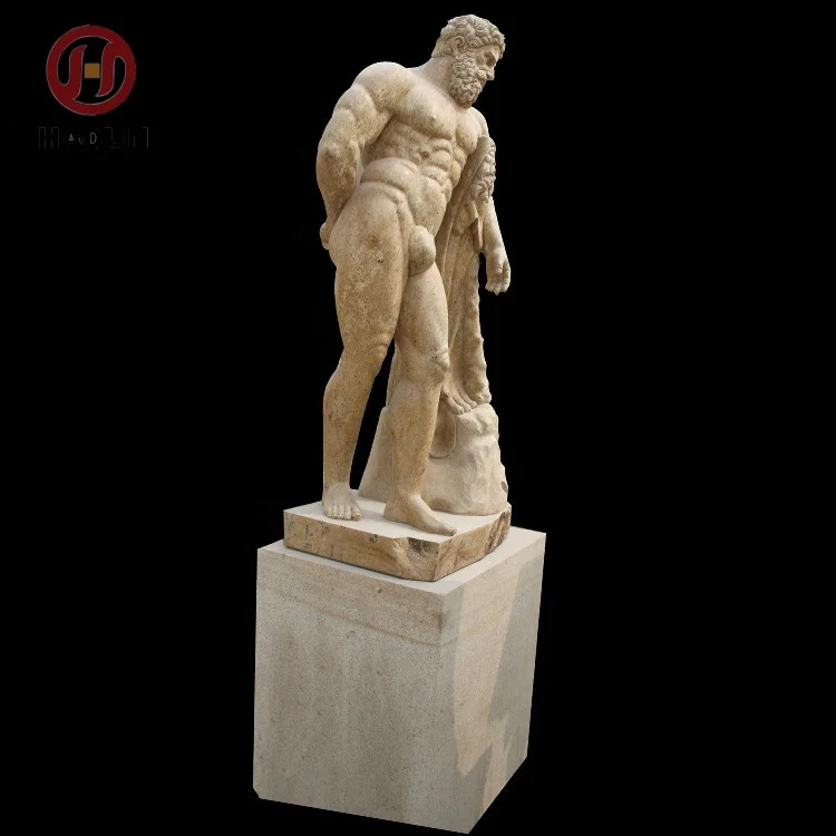 Famous Greek Stone Outdoor Naked Man Statue with Snake