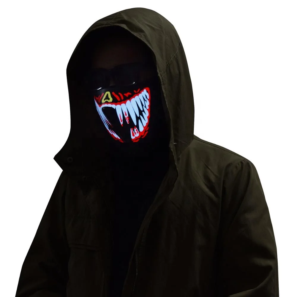 Light up party half face sound activated led el panel masquerade masks with inverter