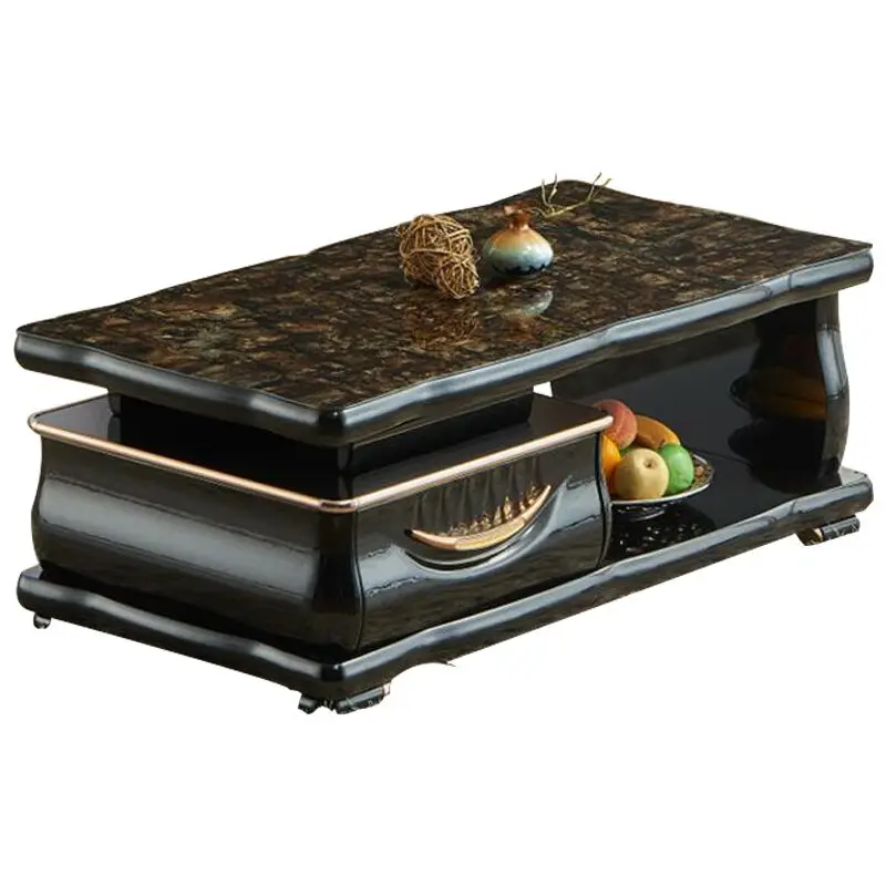 Chinese living room wood furniture design glass coffee tea table modern