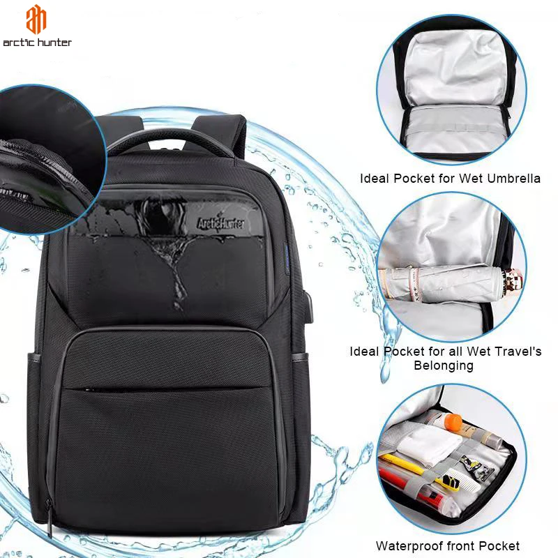 Arctic Hunter Men Backpack 17 inch External USB charge Laptop Backpack Multi-function Waterproof Large Capacity Rucksack