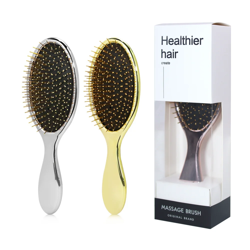 Customize Private Label Extension Hair Wig Wet detangling hair brush with Custom Logo Plastic Black Boar Bristle Nylon for Women