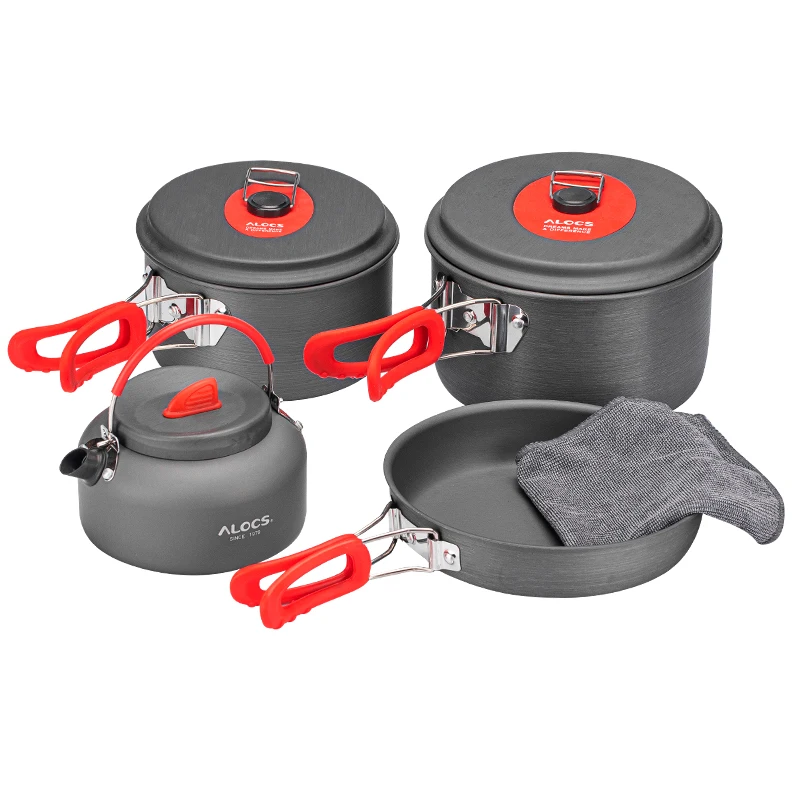 Alocs outdoor cooking artifact Four piece pot set deliciousness at hand