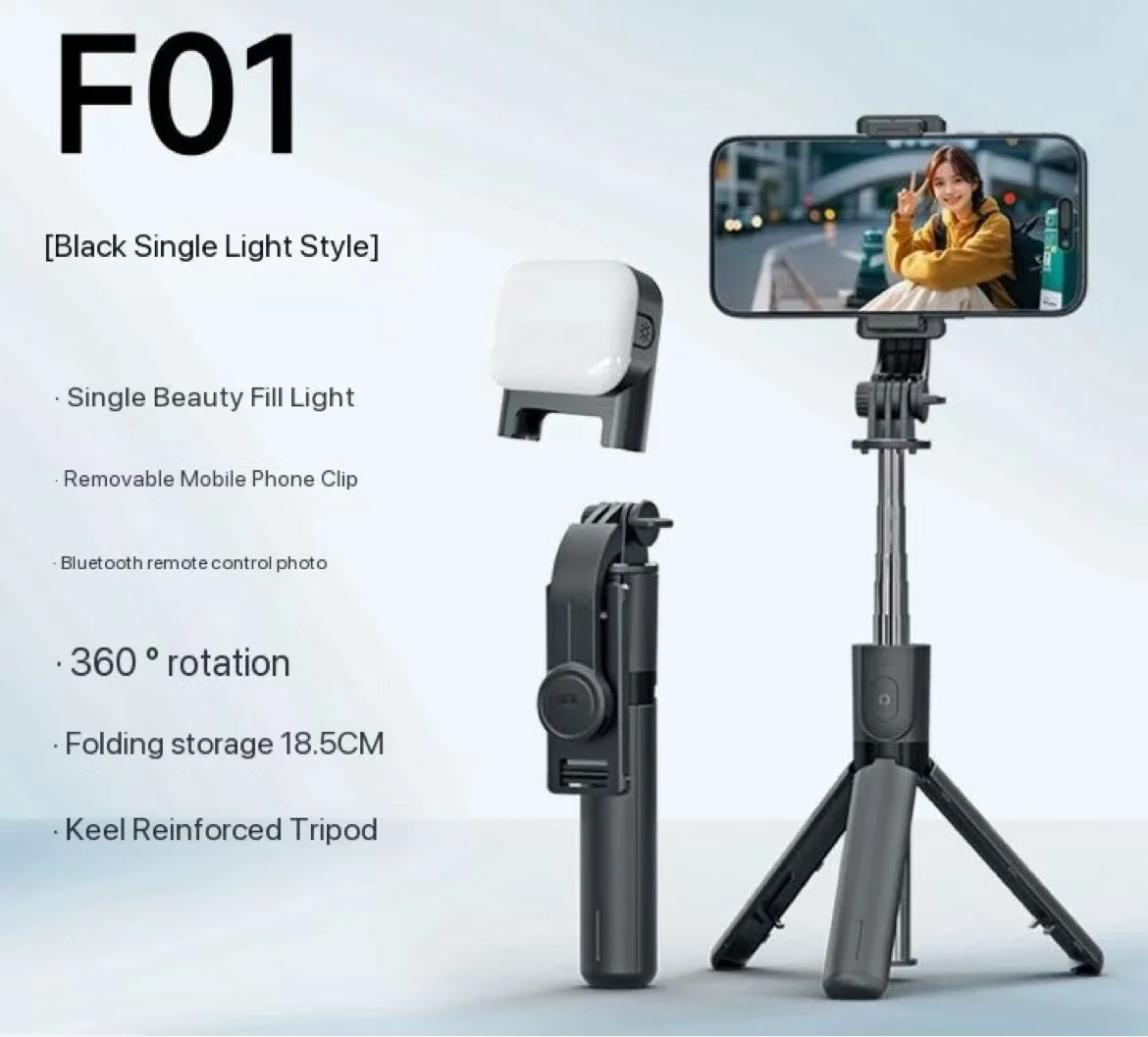 Mobile Phone Selfie Stick F01 Mini Travel Portable Live Camera Landing Tripod Bluetooth Remote Control Stand